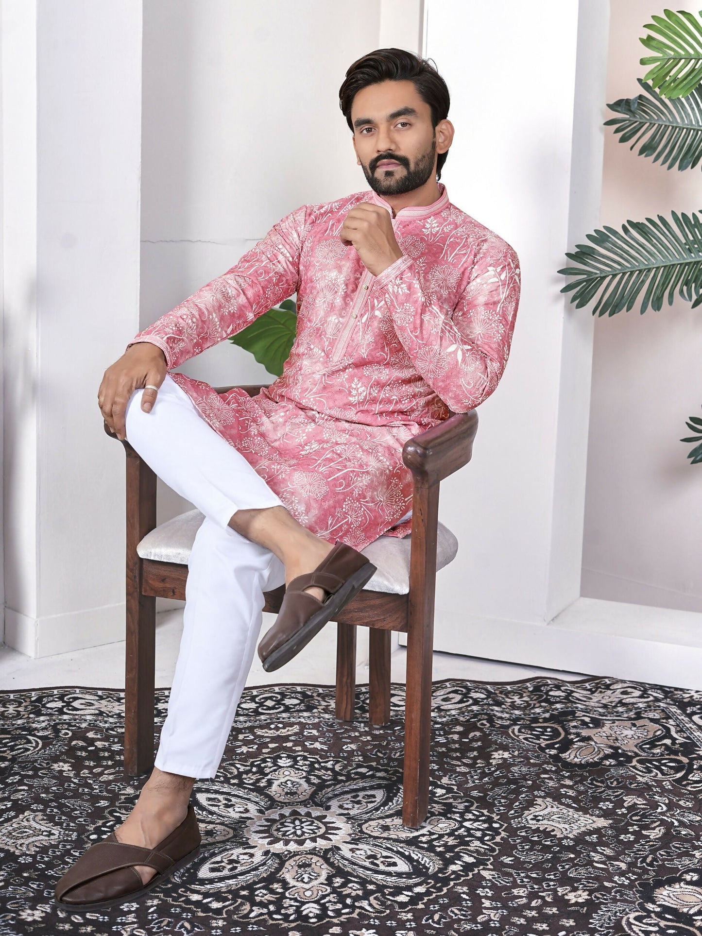 Anaita Pink Digital Printed Work Cotton Straight Kurta
