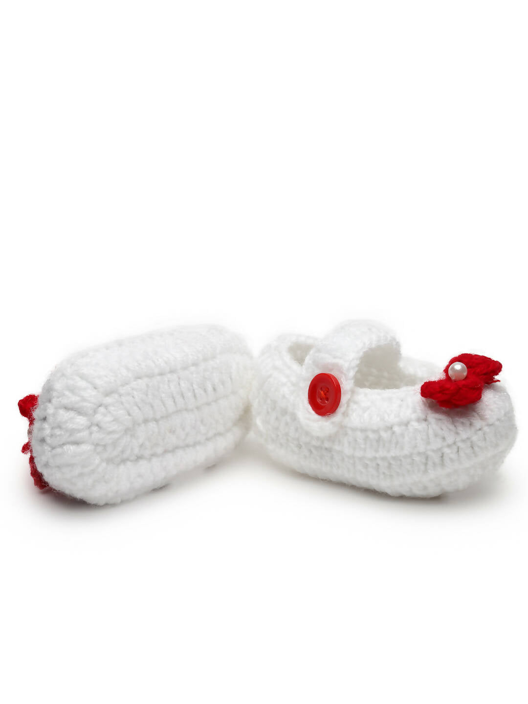 Chutput Kids Woollen Hand Knitted Bow Detailed Booties - White