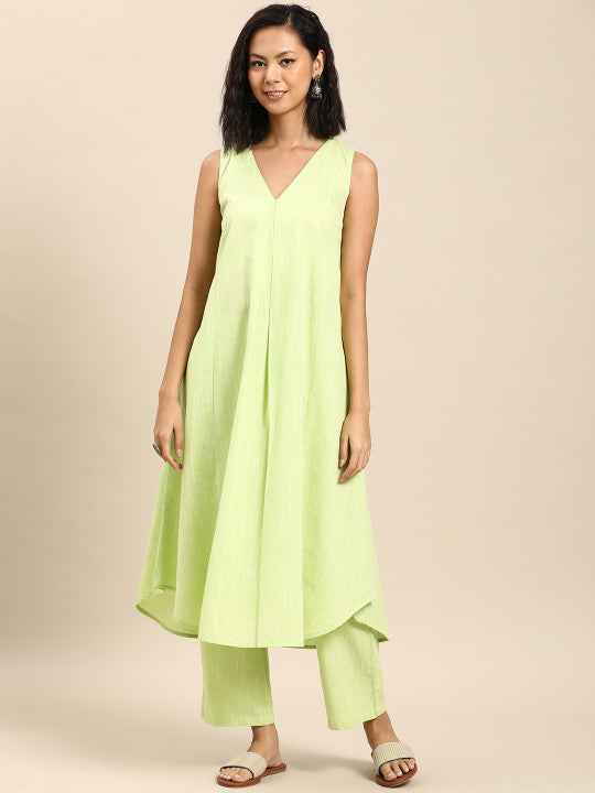 Anayna Women Panelled Pure Cotton Kurta with Trousers