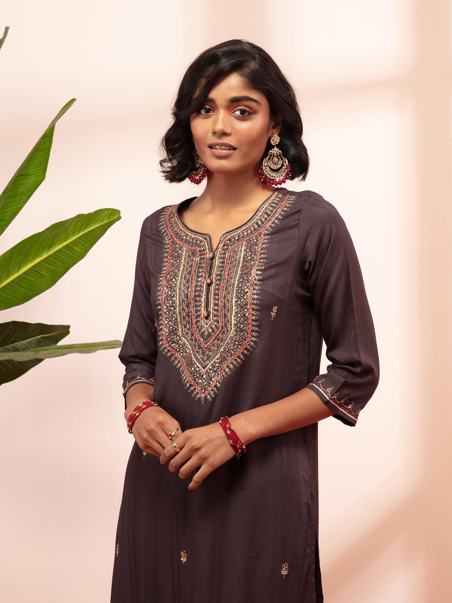 Likha Shaan-E-Avadh Black Embroidered Kurta Set with Dupatta LIKSKD133 (Set of 3)