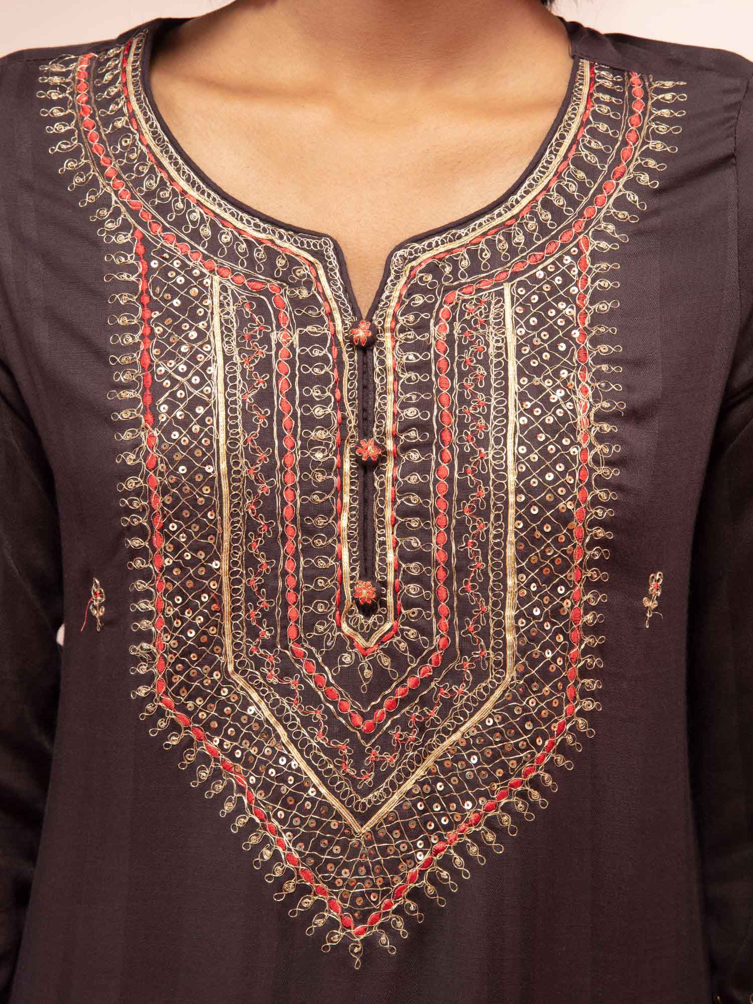 Likha Shaan-E-Avadh Black Embroidered Kurta Set with Dupatta LIKSKD133 (Set of 3)