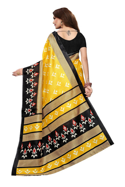Vamika Kalamkari With Jhalar Khadi Silk Saree In Yellow Color