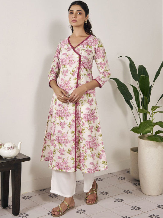Anayna Women Floral Printed Flared Sleeves Sequinned Kurta