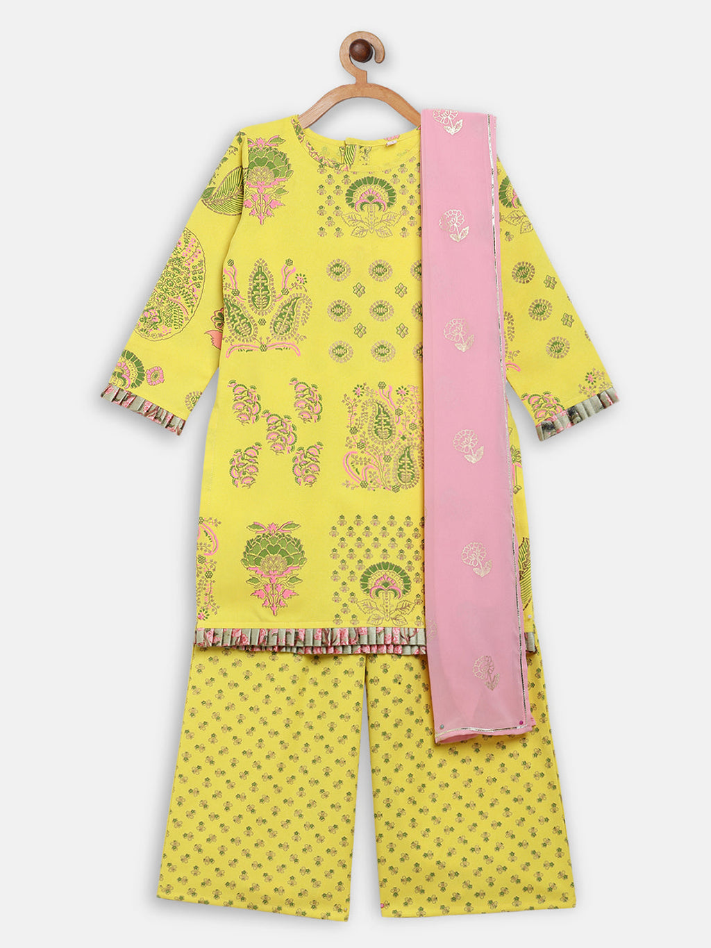 Ahalyaa Yellow Viscose Rayon Straight Kurta Sets