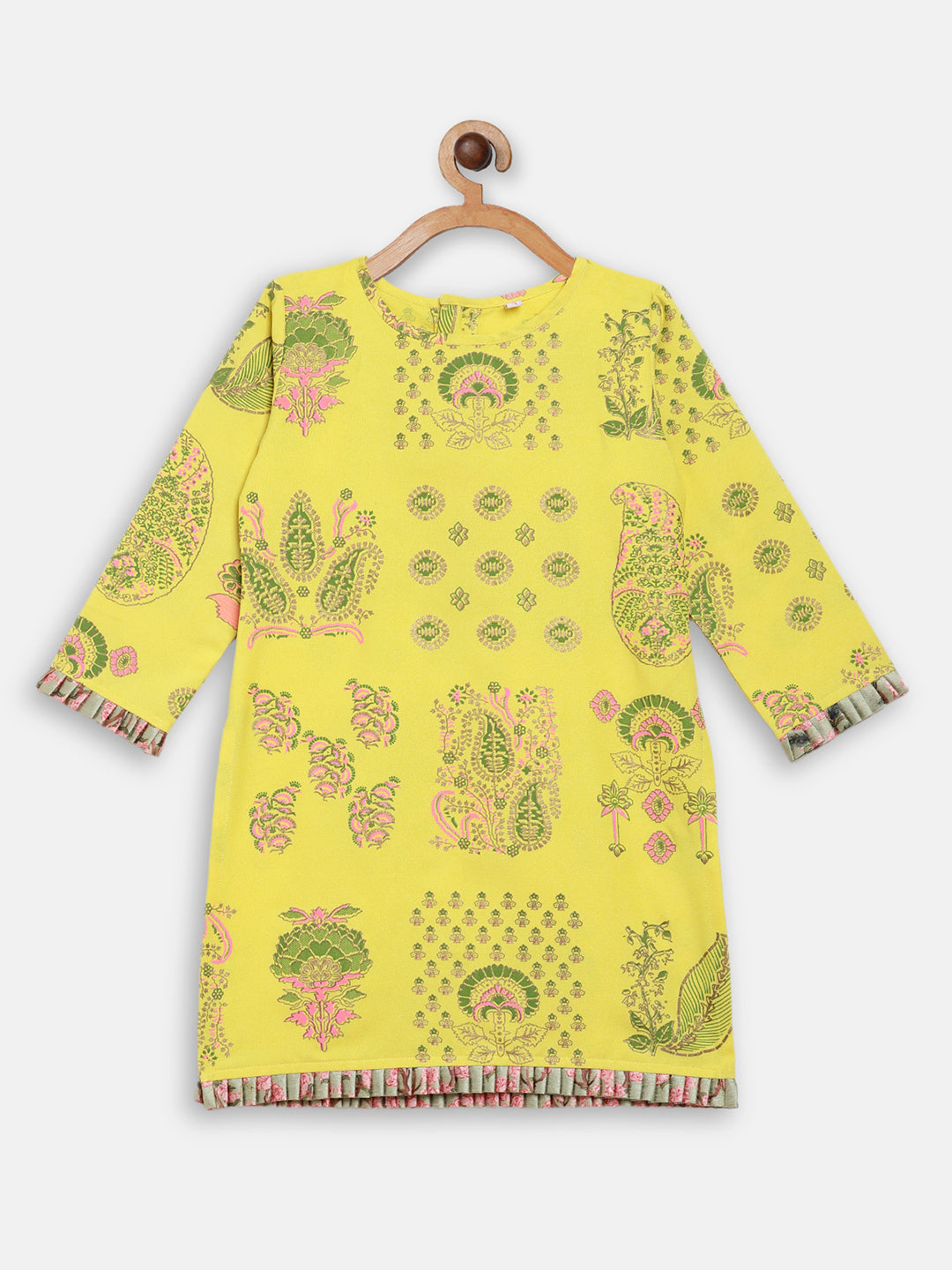 Ahalyaa Yellow Viscose Rayon Straight Kurta Sets