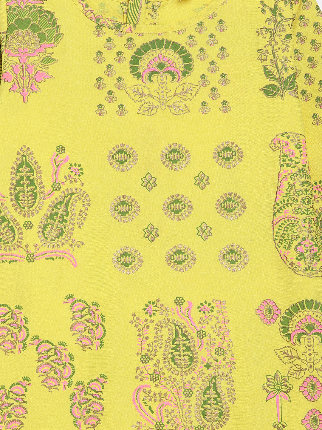 Ahalyaa Yellow Viscose Rayon Straight Kurta Sets