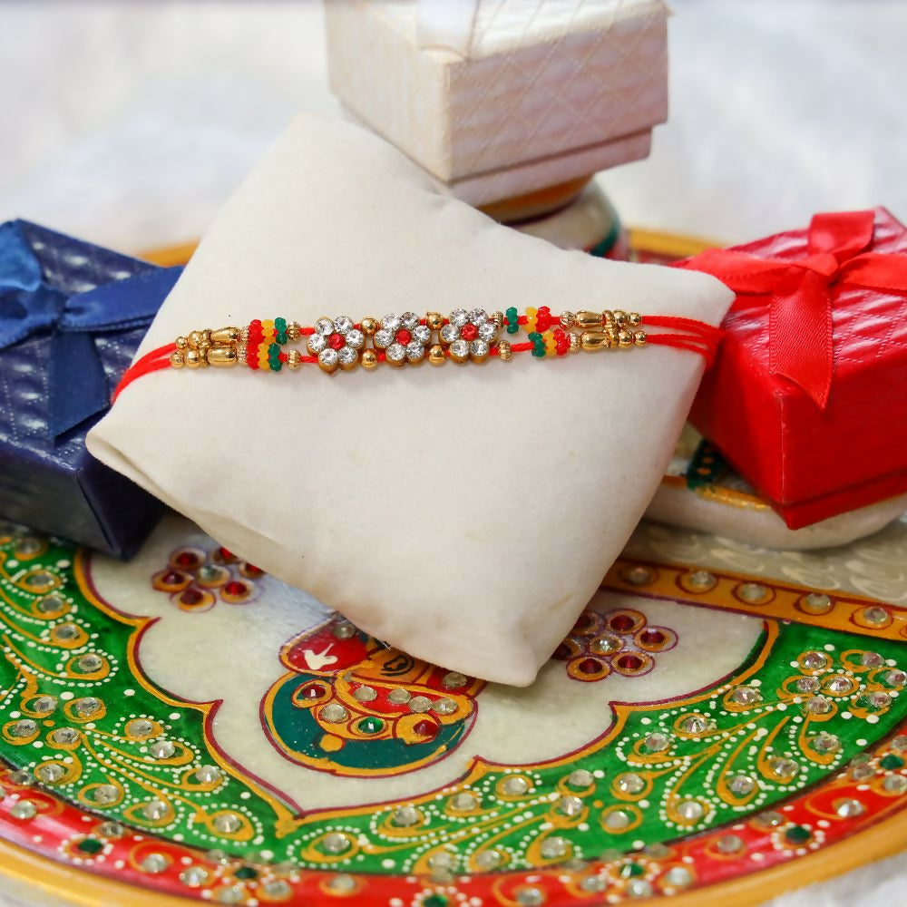 Indianvibez Colourful Beads With Stone Fancy Rakhi