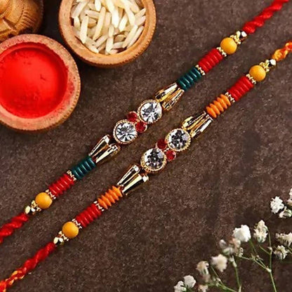 American Diamond Rakhi Set & Snickers Chocolates