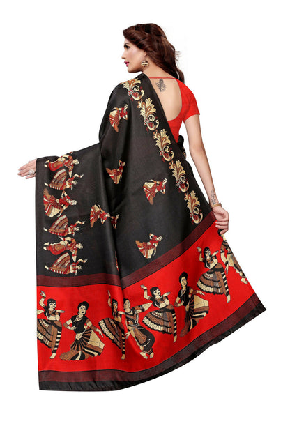 Vamika Black Kalamkari With Jhalar Khadi Latest Silk Saree