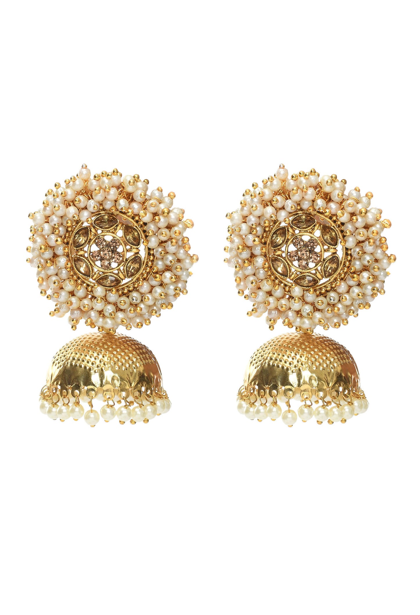 Mominos Fashion Johar Kamal Gold-Polished & Bead Party Wear Jhumka