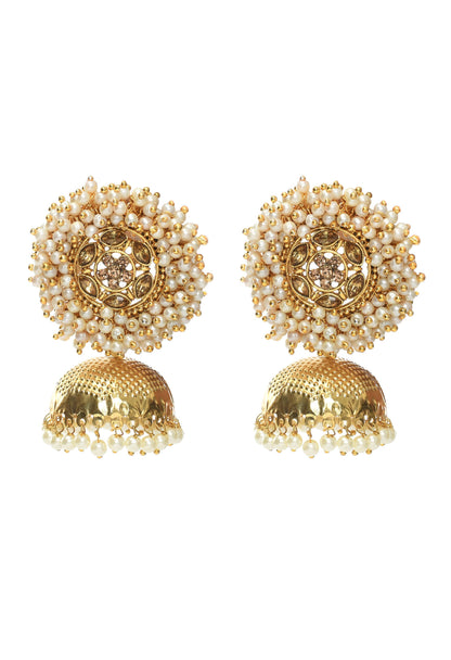 Mominos Fashion Johar Kamal Gold-Polished & Bead Party Wear Jhumka