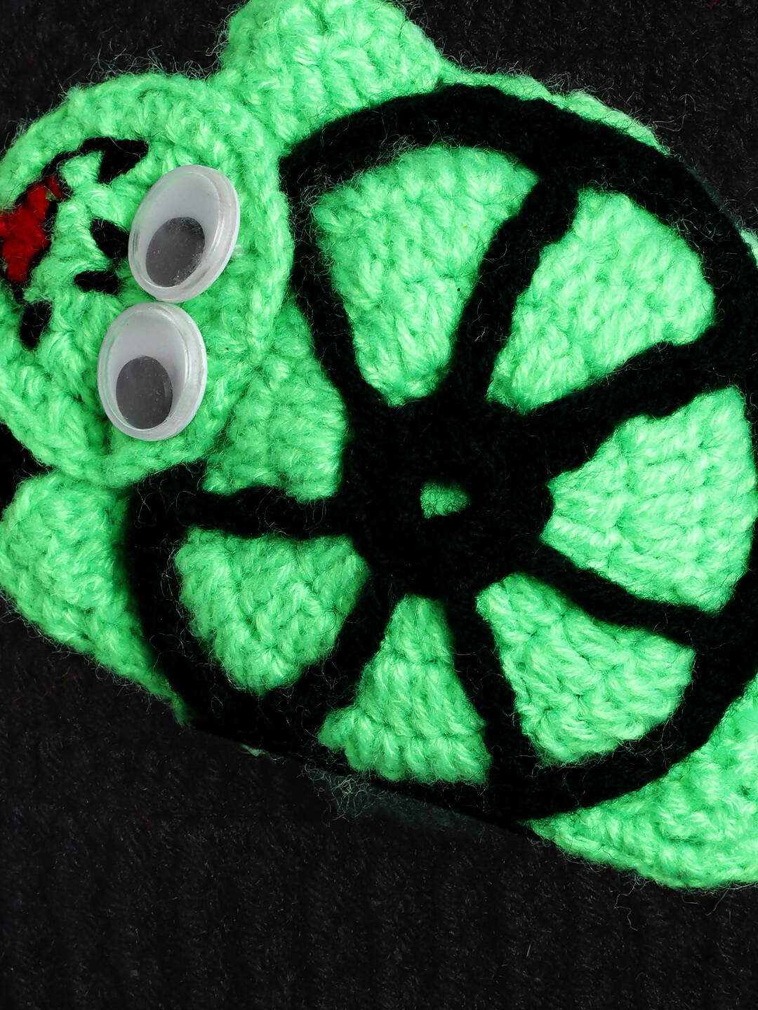 Chutput Kids Woollen Hand Knitted Monster Face Detail Cap - Black
