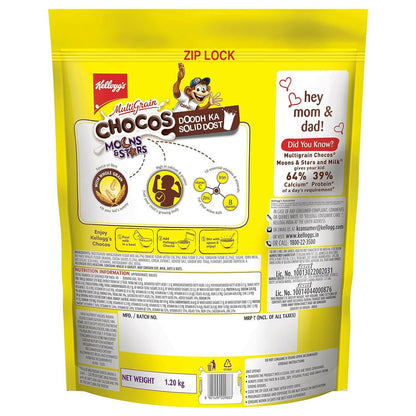 Kellogg's Multigrain Chocos Moons & Stars, High In Calcium & Protein,Essential Vitamins,Iron & Immuno Nutrients