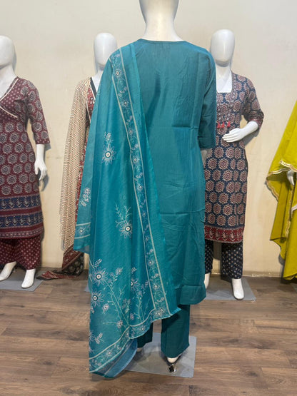 Anaita Teal Readymade Suit with Embroidery Work