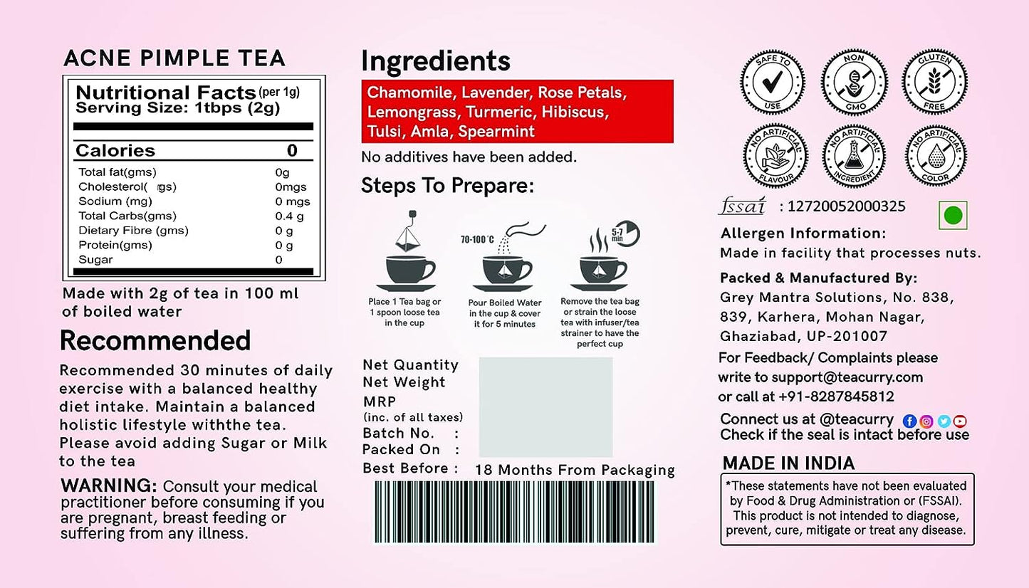Teacurry Acne Pimple Tea - 30 teabags
