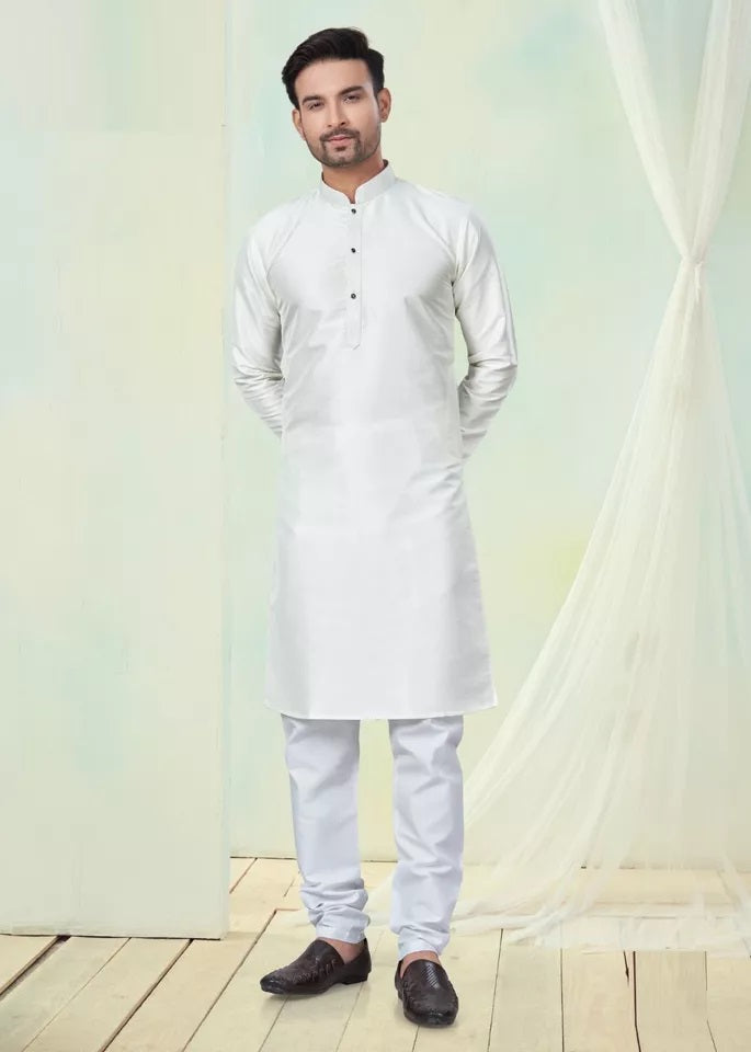 Men's Classic Pure Silk Kurta Pajama Set, Wedding Party Wear Kurta Set