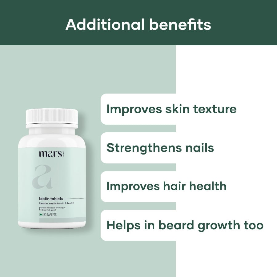 Mars by GHC Biotin Tablets for Beard with Vitamin b7 - 60 tabs