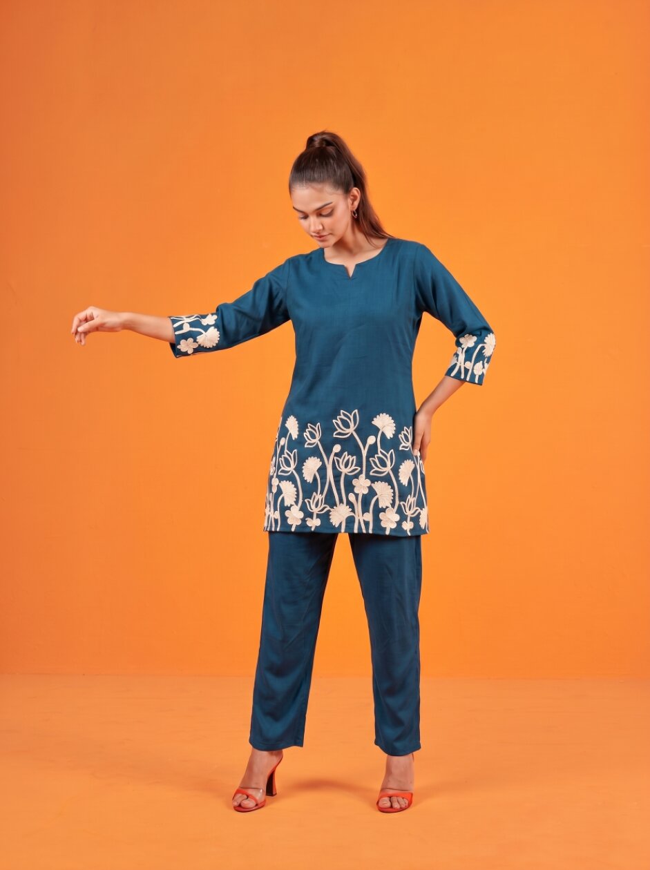 Anaita Teal Stylish Readymade Co-Ords Set