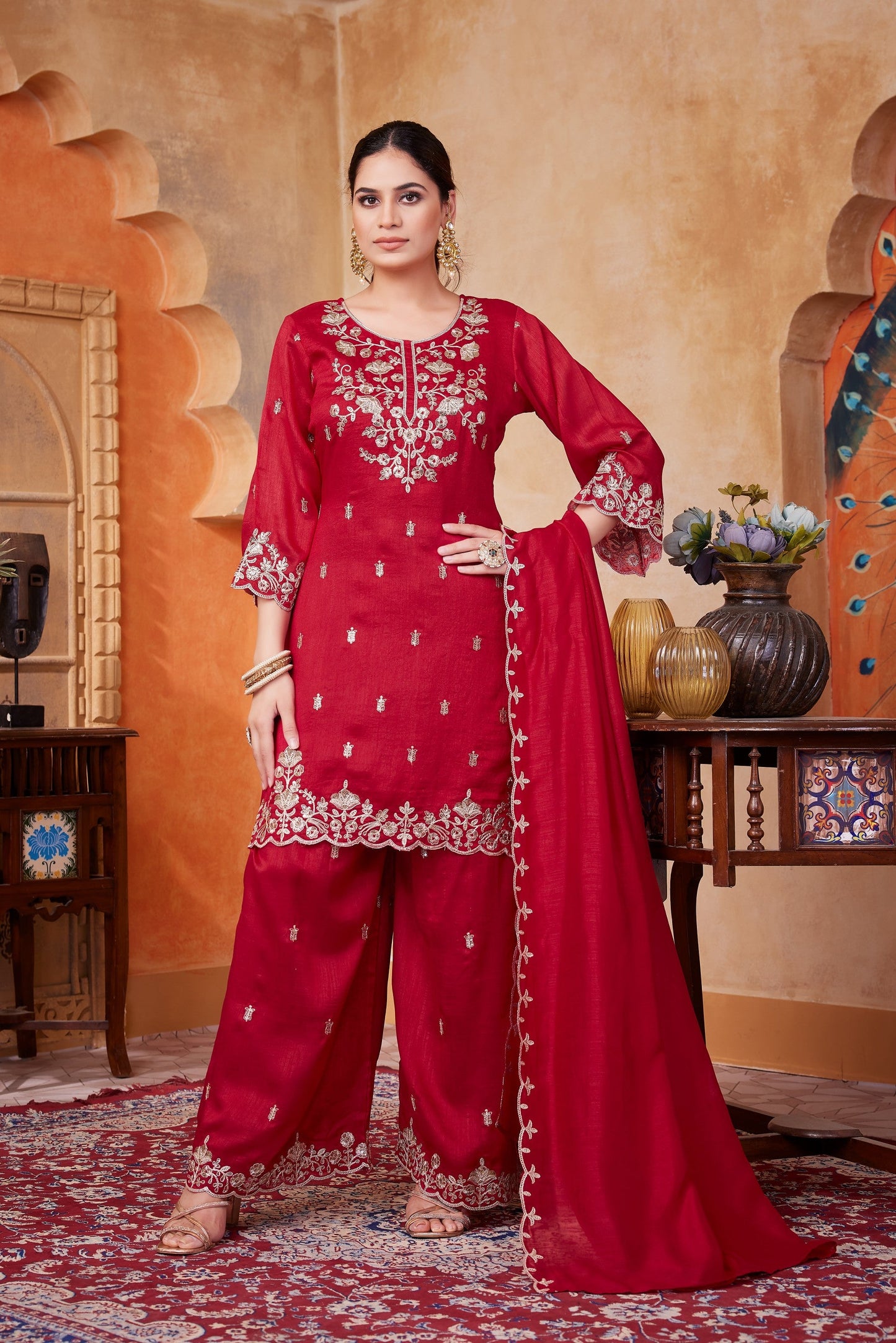 Anaita Pink Readymade Suit with Embroidery Work