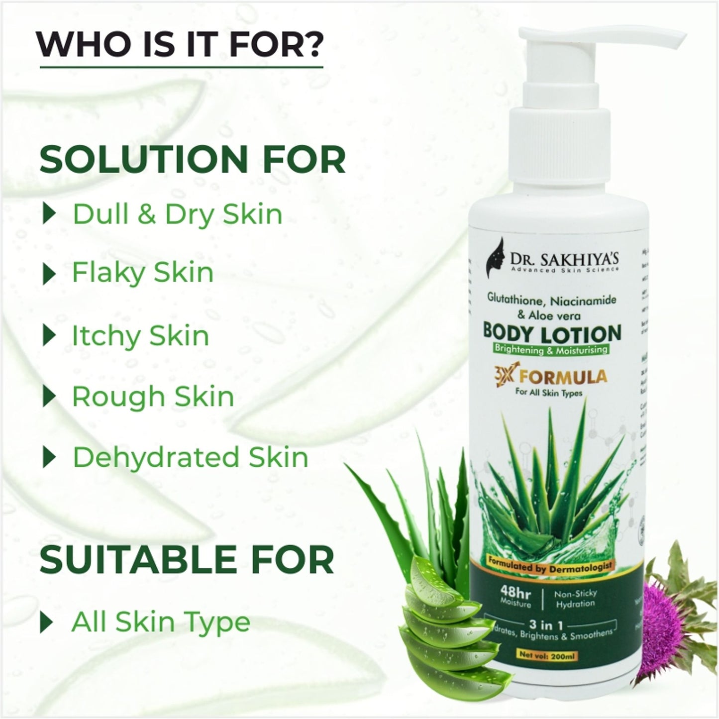 Dr.Sakhiya Body Lotion With Glutathione, Niacinamide & Aloe Vera