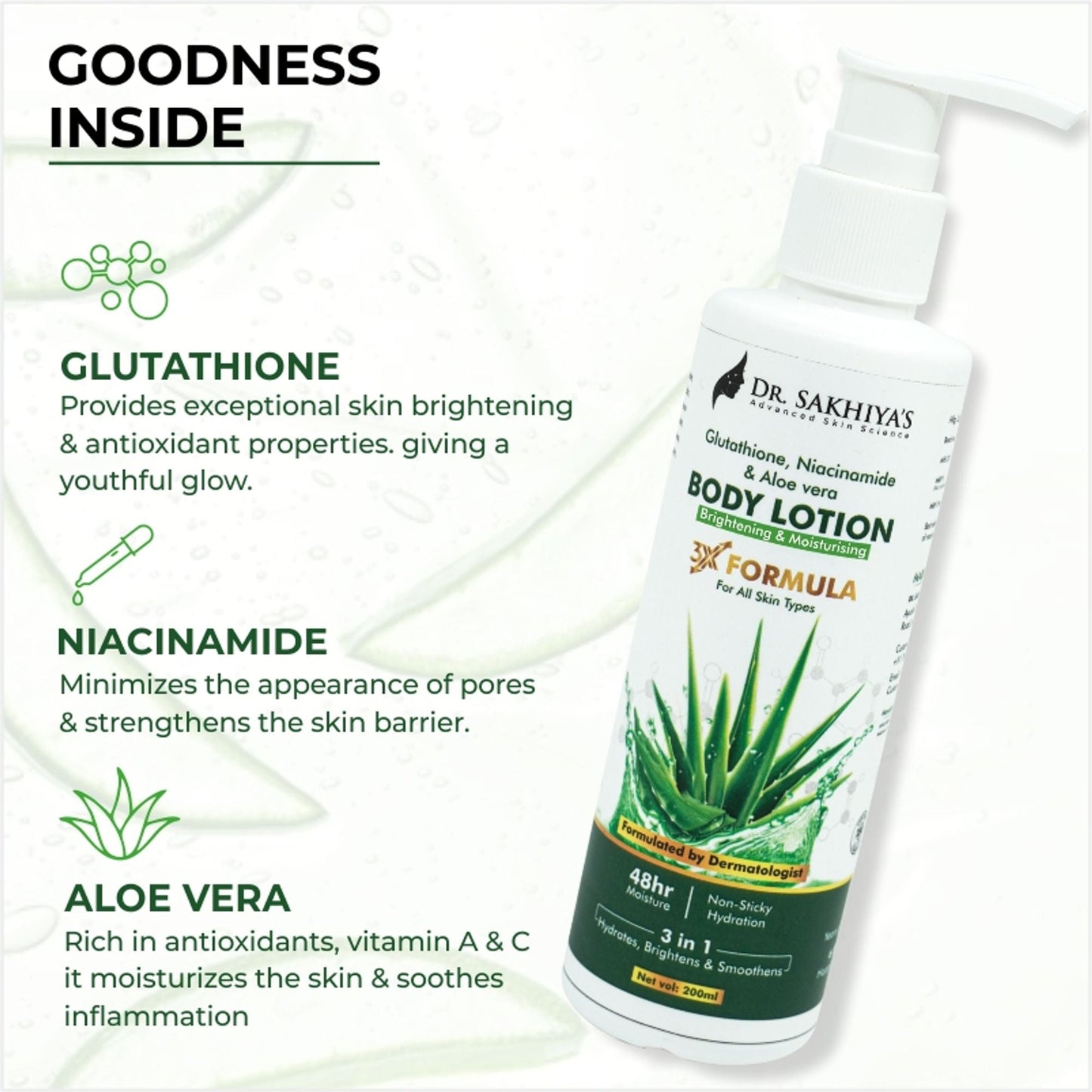 Dr.Sakhiya Body Lotion With Glutathione, Niacinamide & Aloe Vera