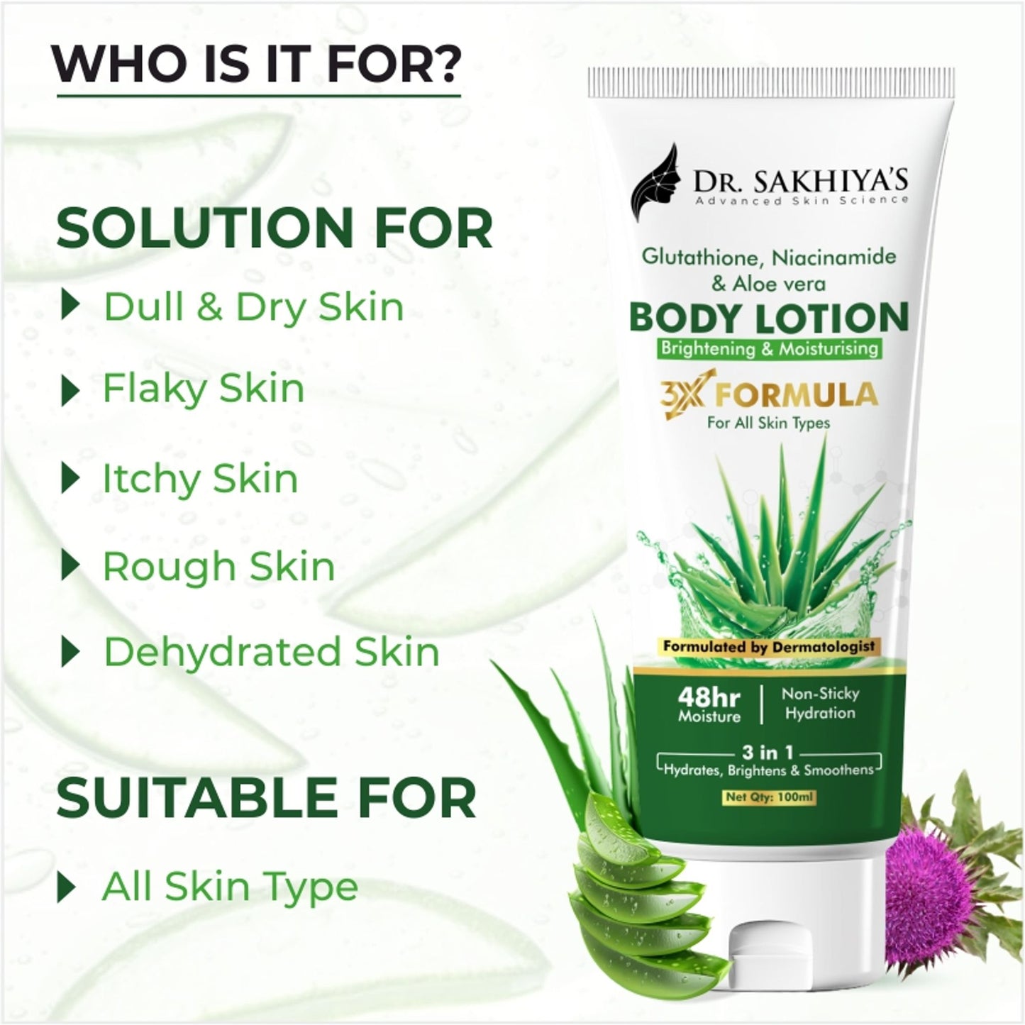 Dr.Sakhiya Body Lotion With Glutathione, Niacinamide & Aloe Vera