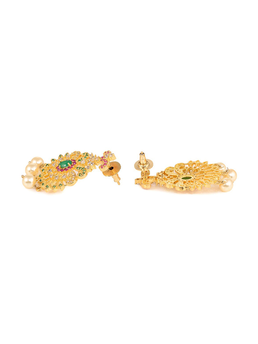 Saraf RS Jewellery Women Gold-Toned & Multi-Coloured CZ-Studded Handcrafted Jewellery Set