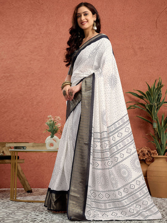 Sangria Woven Bandhani Printed Tussar Saree