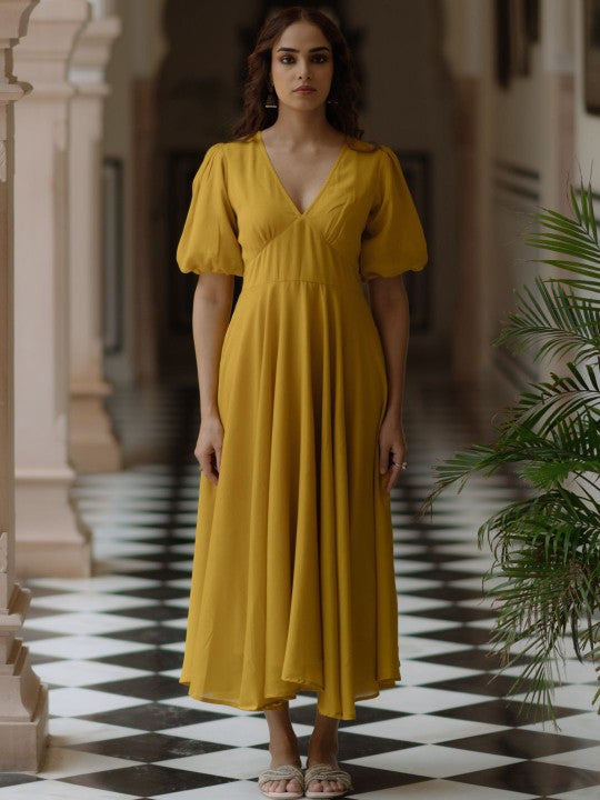 Anayna Long Dress with Balloon Sleeves Ethnic Dresses