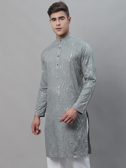 Sojanya Ethnic Motif Embroidered Sequined Work Pure Cotton Kurta
