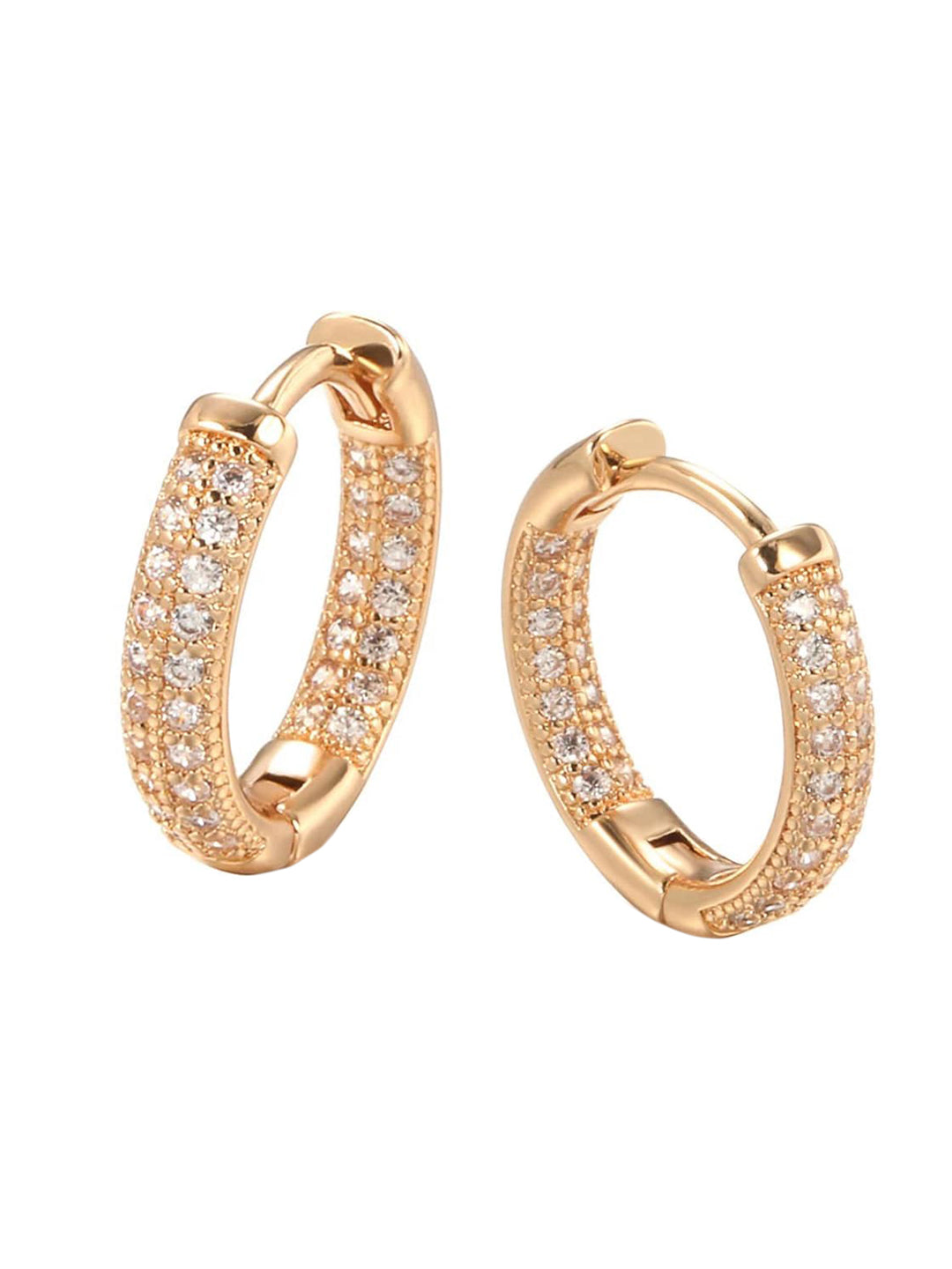 Shining Diva Rose Gold Contemporary Hoop Earrings