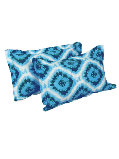 Story@home Blue & Pink Ethnic Motifs Pure Cotton 152TC Queen Bedsheet With 2 Pillow Covers
