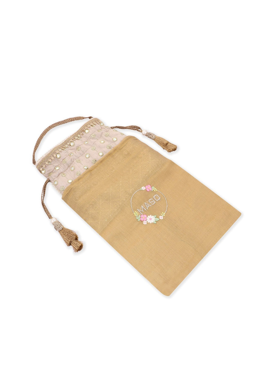 Masq Green & Red Embroidered Potli Clutch