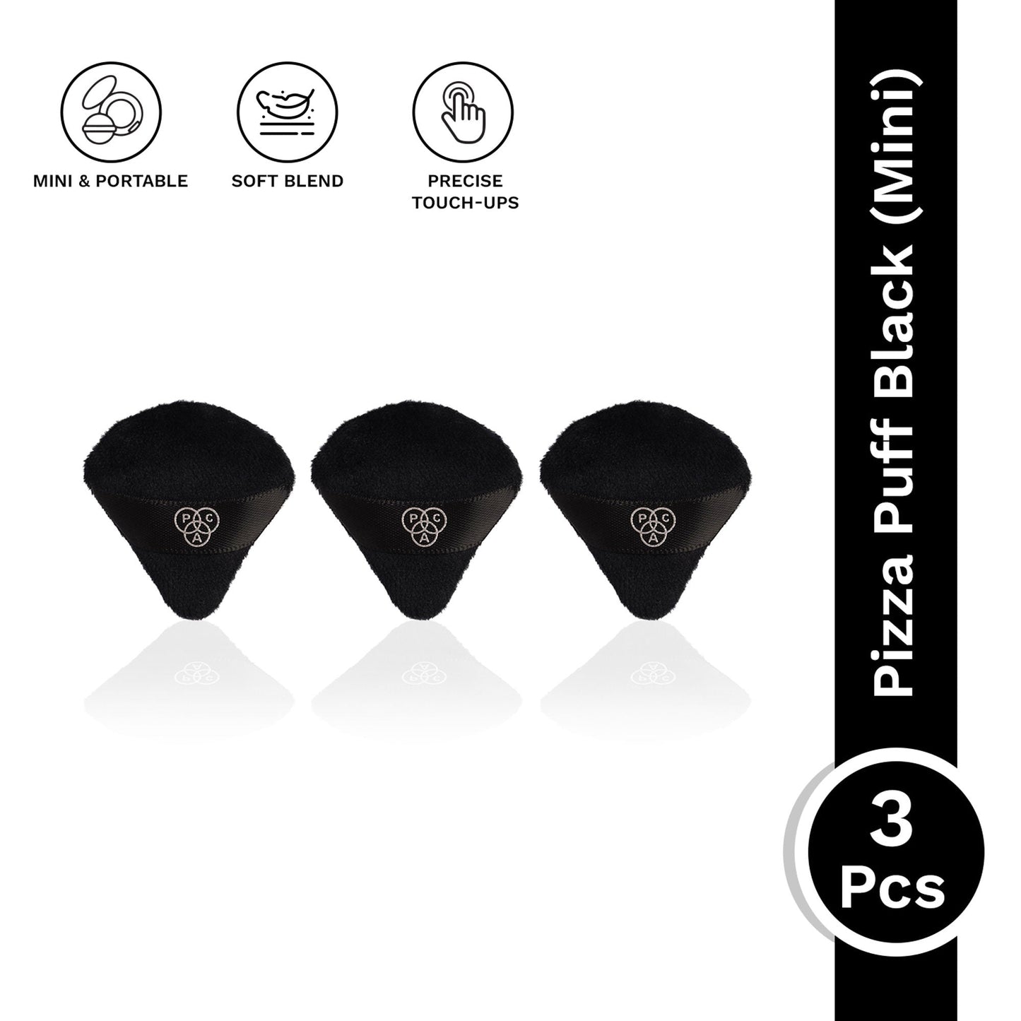 PAC Studio Pizza Puff Black Mini - 99% Soft Natural Cotton, Ideal for Under Eyes & Precise Application