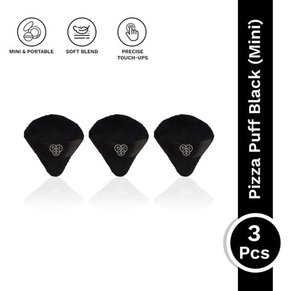 PAC Studio Pizza Puff Black Mini - 99% Soft Natural Cotton, Ideal for Under Eyes & Precise Application