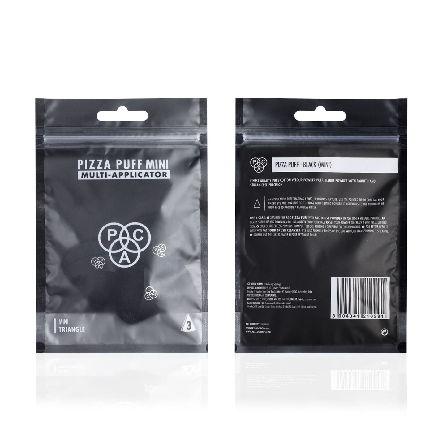PAC Studio Pizza Puff Black Mini - 99% Soft Natural Cotton, Ideal for Under Eyes & Precise Application