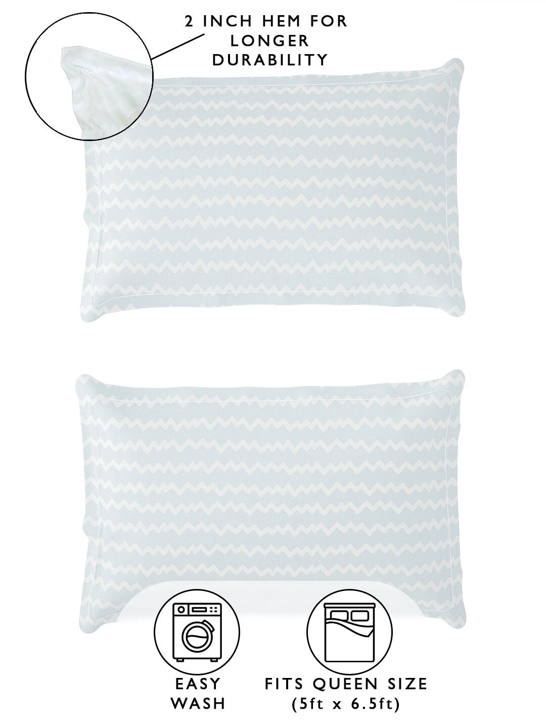 Story@home Arena White & Blue Geometric Printed 180 TC Queen Bedsheet & 2 Pillow Covers