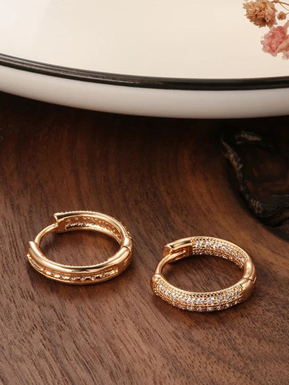 Shining Diva Rose Gold Contemporary Hoop Earrings
