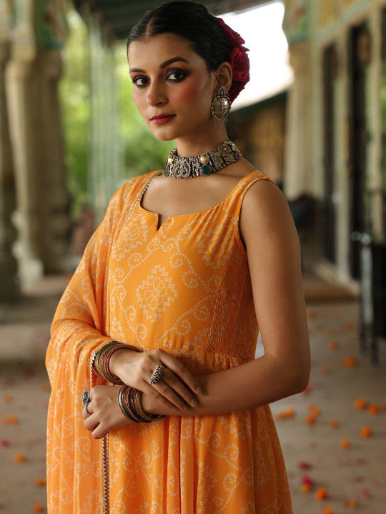 Anayna Women Ethnic Motifs Printed Anarkali Kurta with Trousers & Dupatta