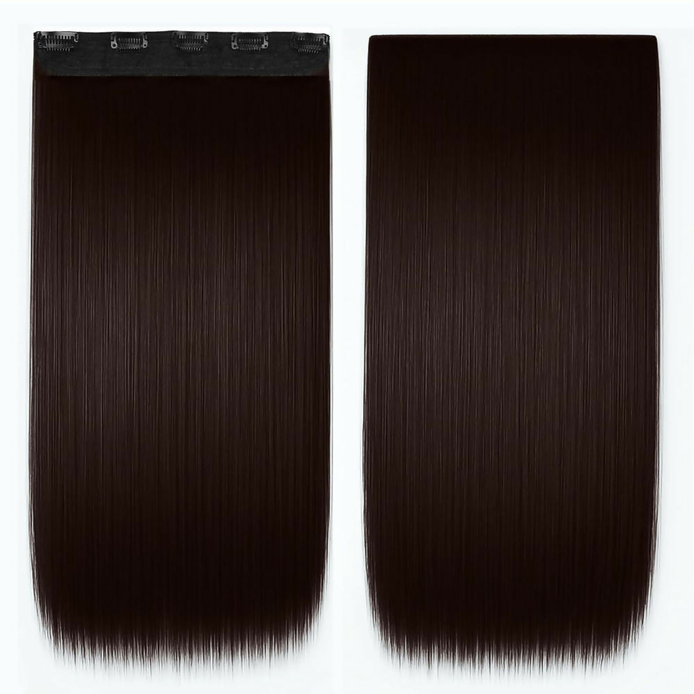 Bronson Professional 24 Clip-In Hair Extensions Dark Brown Straight Hair - Volume - 4