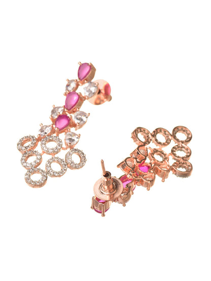 Saraf RS Jewellery Rose Gold-Polished Red AD-Studded Jewellery Set