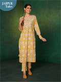 Likha Inayat Blue Jaipuri Printed Naira Cut Co-ord Set LIKSKD142 (Set of 2)