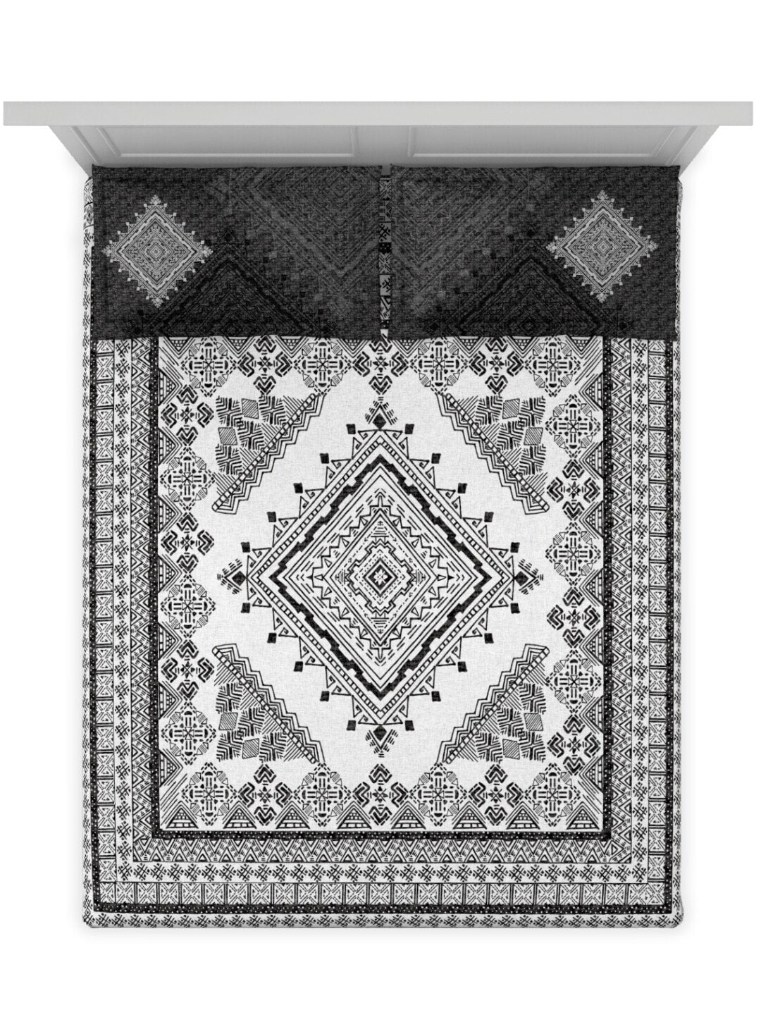 DDecor Live Beautiful Black & White 140 TC Cotton King Bedsheet & 2 Pillow Covers