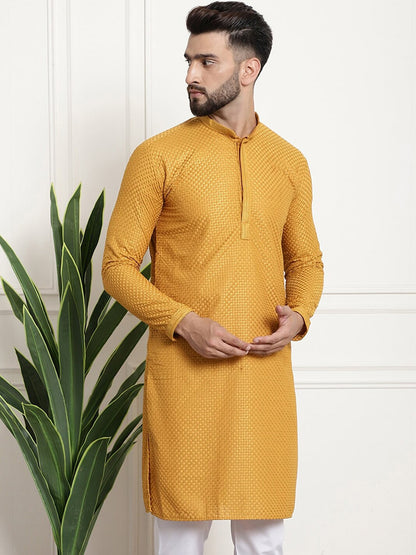 Sojanya Geometric Embroidered Thread Work Pure Cotton Straight Kurta