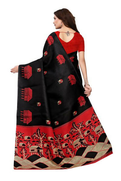 Vamika Latest Black Color Kalamkari With Jhalar Khadi Silk Saree