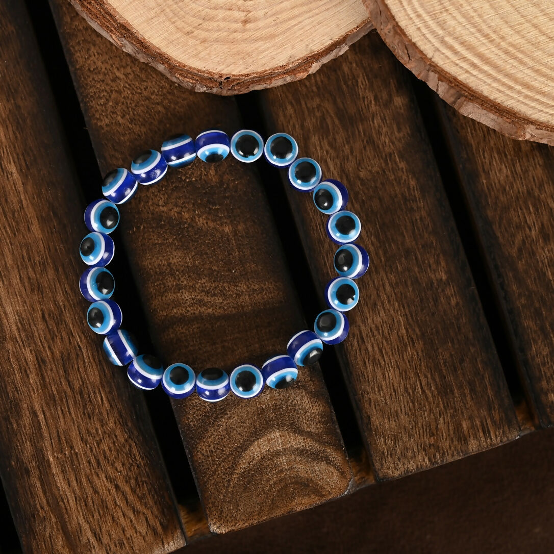 NVR Women & Men Blue Evil Eye Rakhi With Roli Chawal