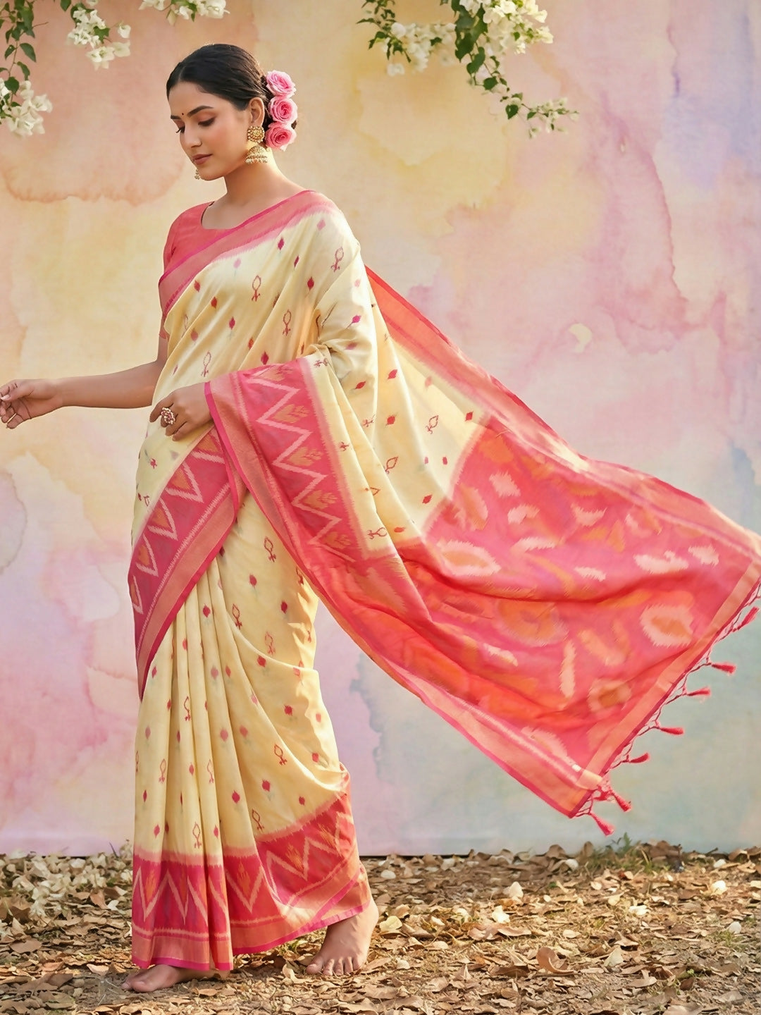 Shree Shyam Fashion Cream Soft Silk Saree