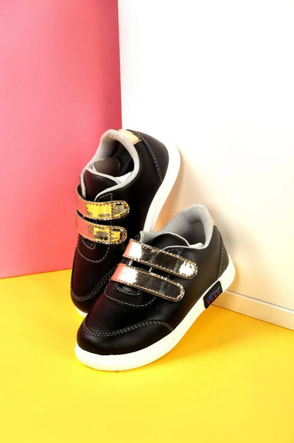 Tiny Bugs For Boys & Girls Double Velcro Sneakers - Black