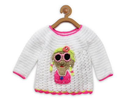 Chutput Kids White Coloured Solid Pullover with Missy Detail