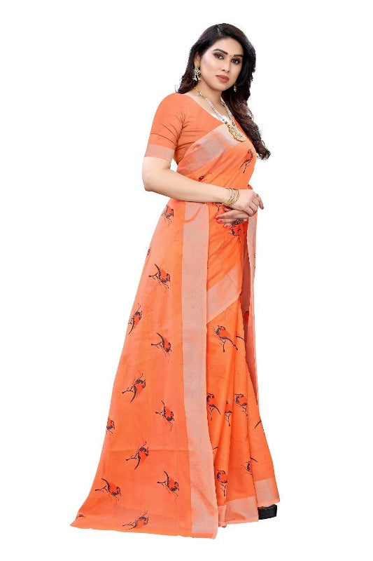 Vamika Orange Chanderi Designer Saree (SERIN ORANGE)